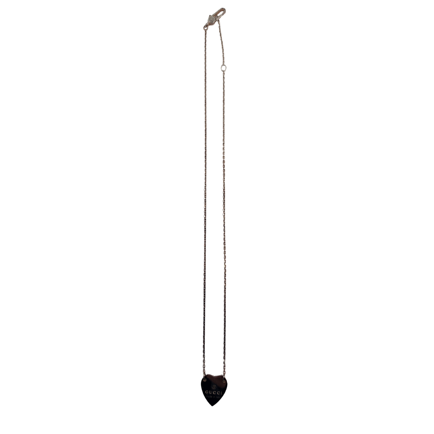 Gucci Silver Heart Shaped Necklace 48 Cm Pendant