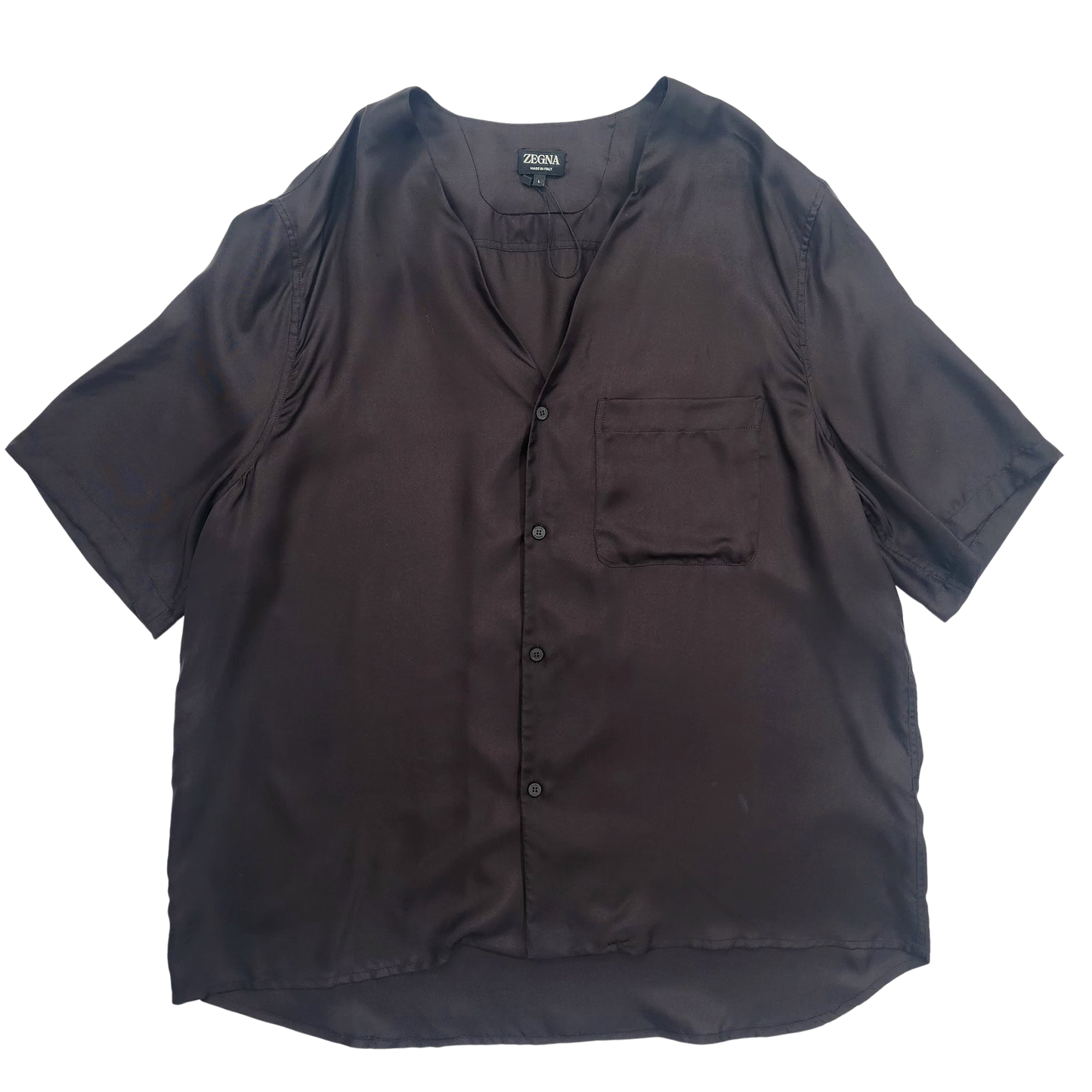 Zegna Short-Sleeve Silk Pajama Shirt - L