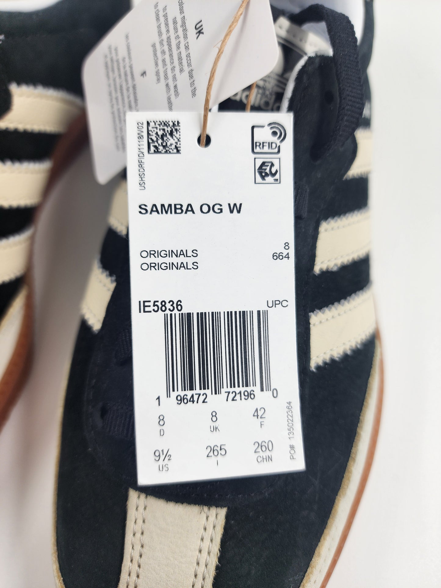 Adidas Originals Samba OG trainers in black and beige suede - UK 8