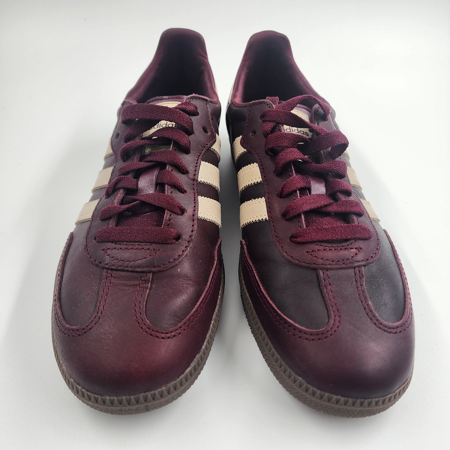 Adidas Samba OG "Maroon/Crystal Sand/Gold Metallic" Trainers - UK 7.5