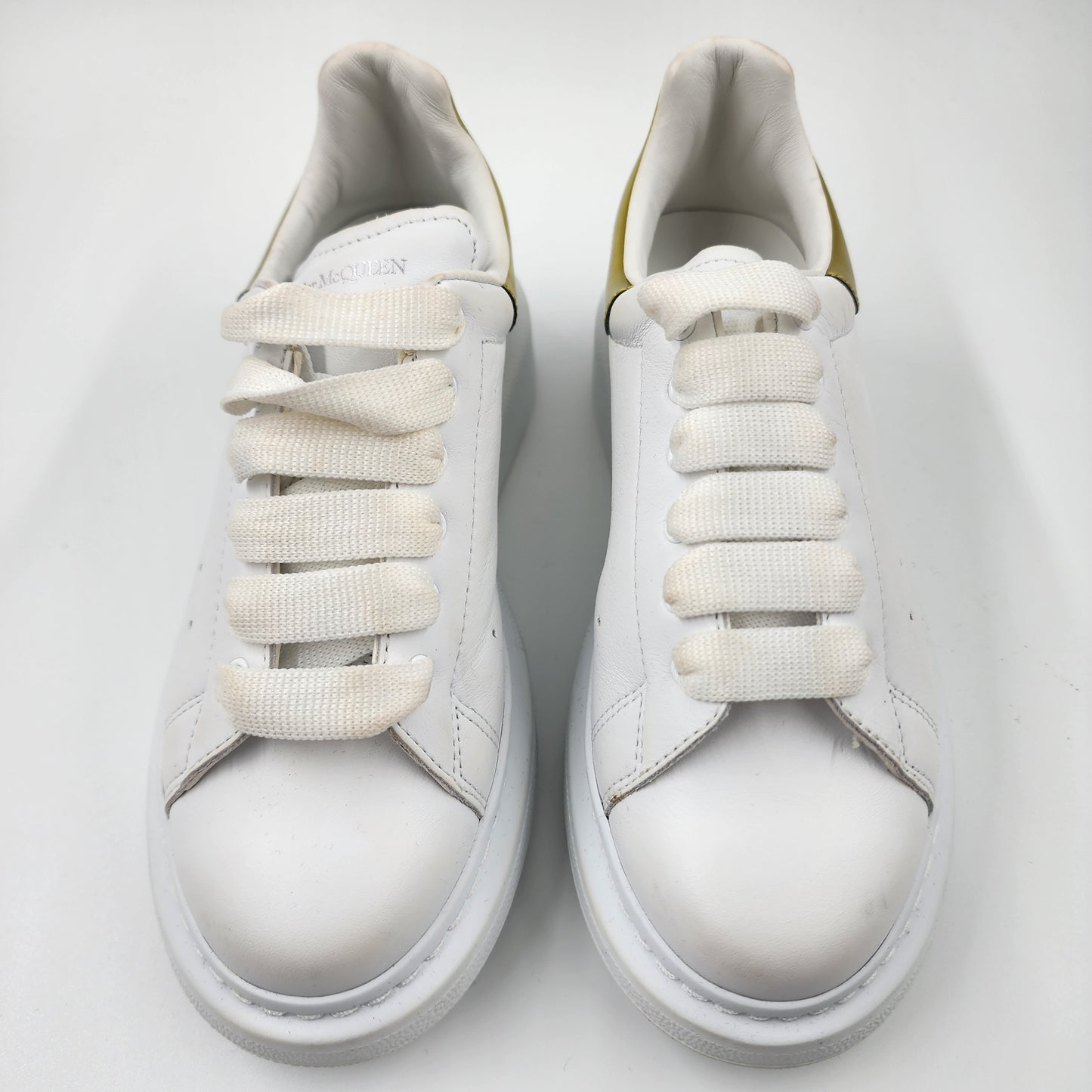 Alexander McQueen Oversized Metallic Leather White/Gold Sneakers - EU 33.5