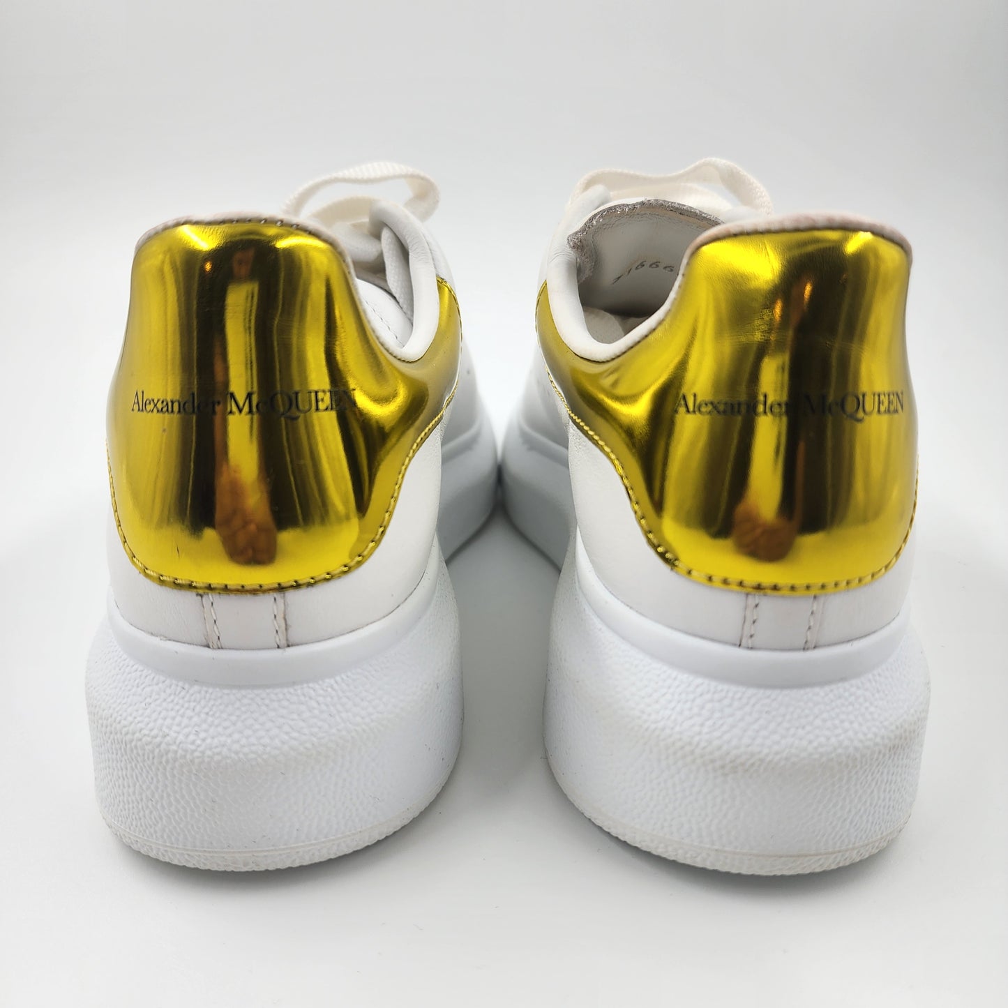 Alexander McQueen Oversized Metallic Leather White/Gold Sneakers - EU 33.5