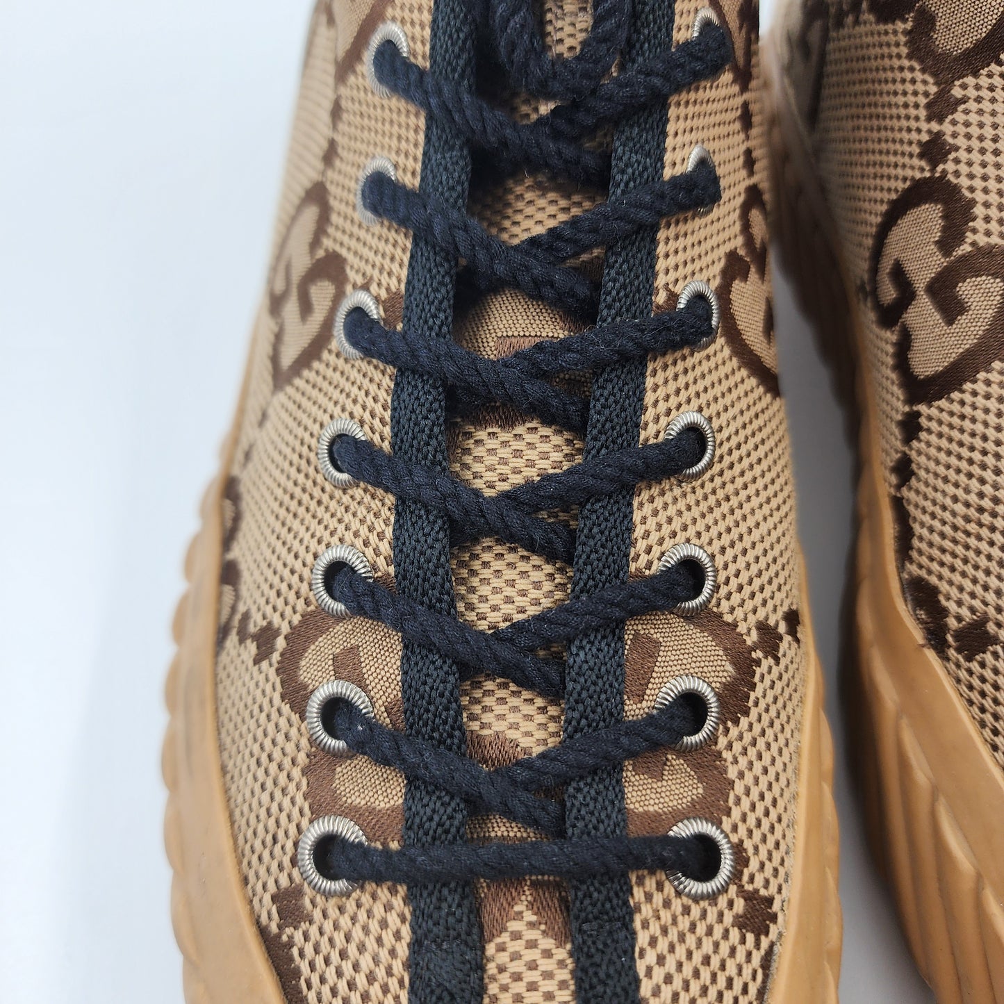 Gucci Maxi GG Logo High-Cut Sneakers 703034 Brown Beige - EU 39