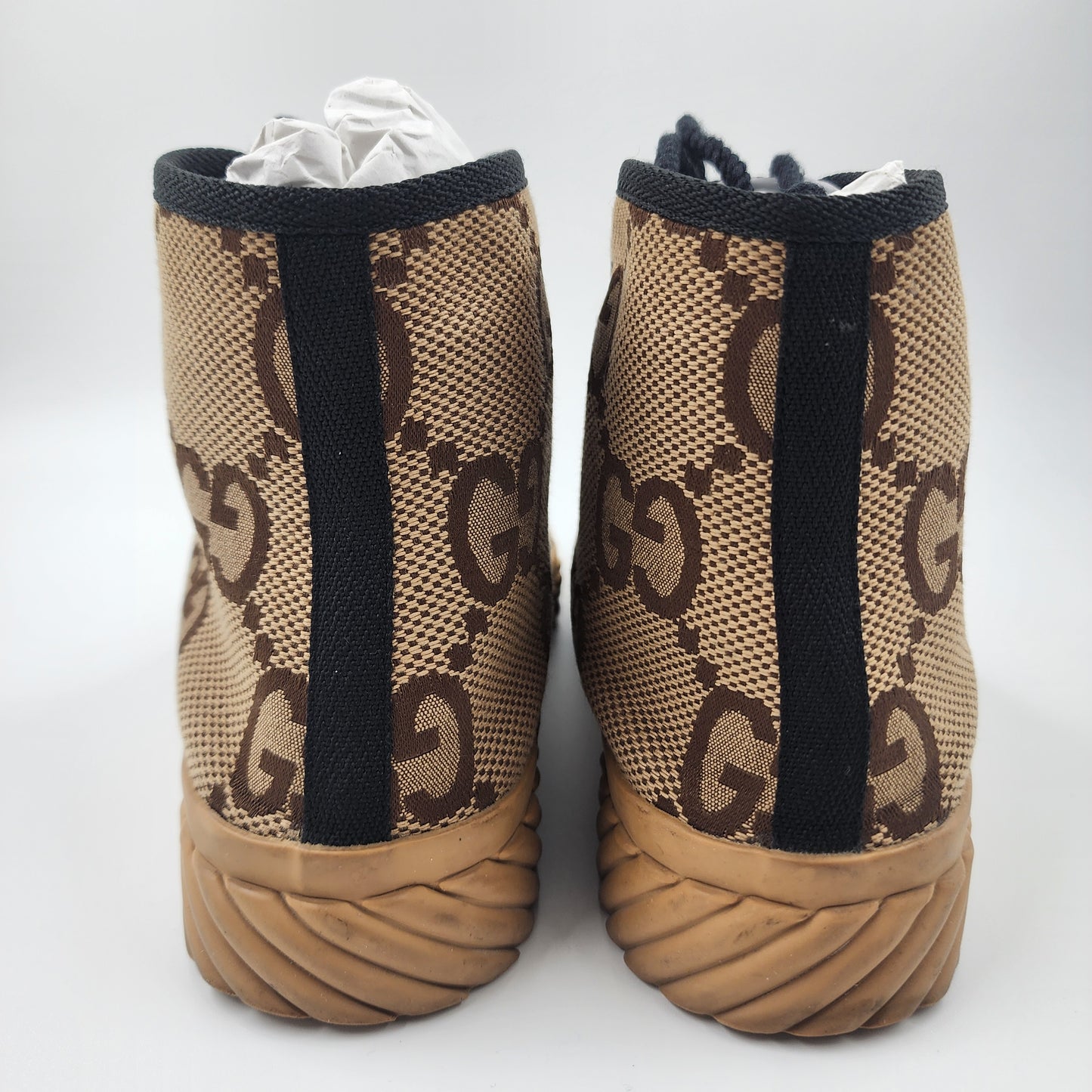 Gucci Maxi GG Logo High-Cut Sneakers 703034 Brown Beige - EU 39