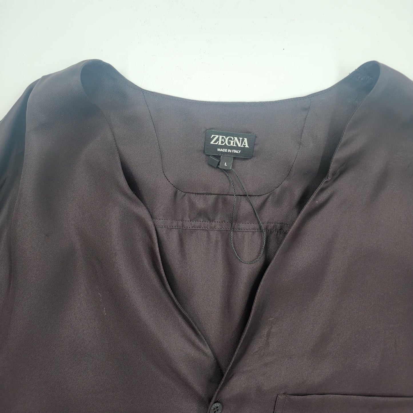 Zegna Short-Sleeve Silk Pajama Shirt - L