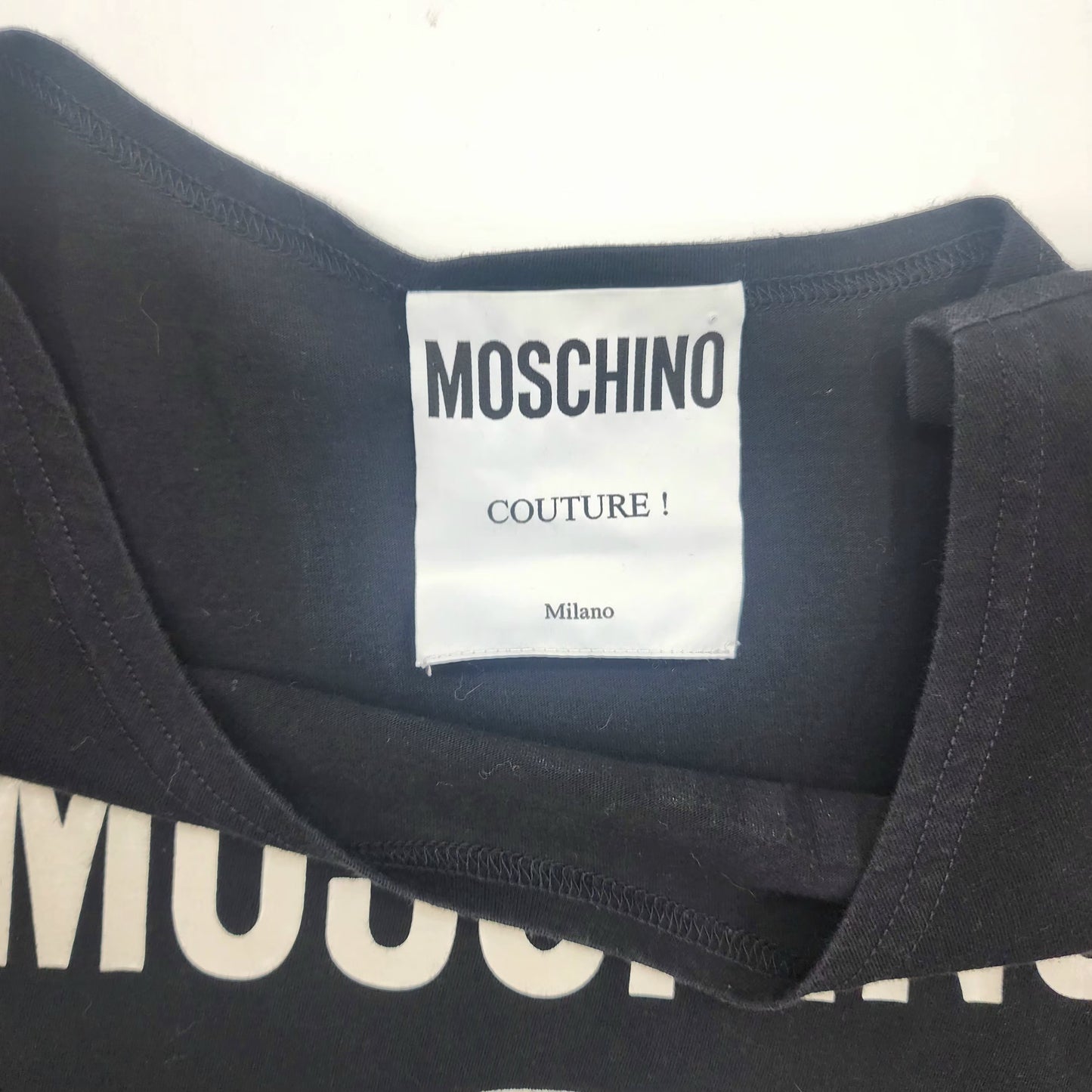Moschino Milano Double Question Mark Women's Black T-Shirt - M