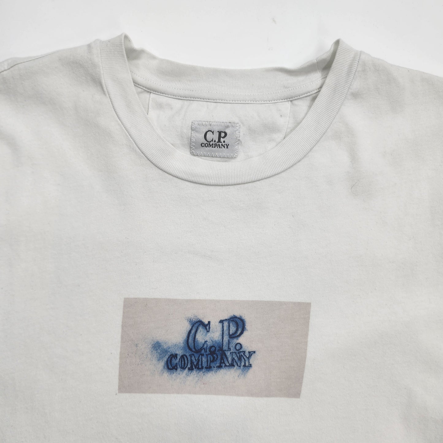 C.P Company Hand Blurry Logo Printed Jersey T-Shirt White - Size XS