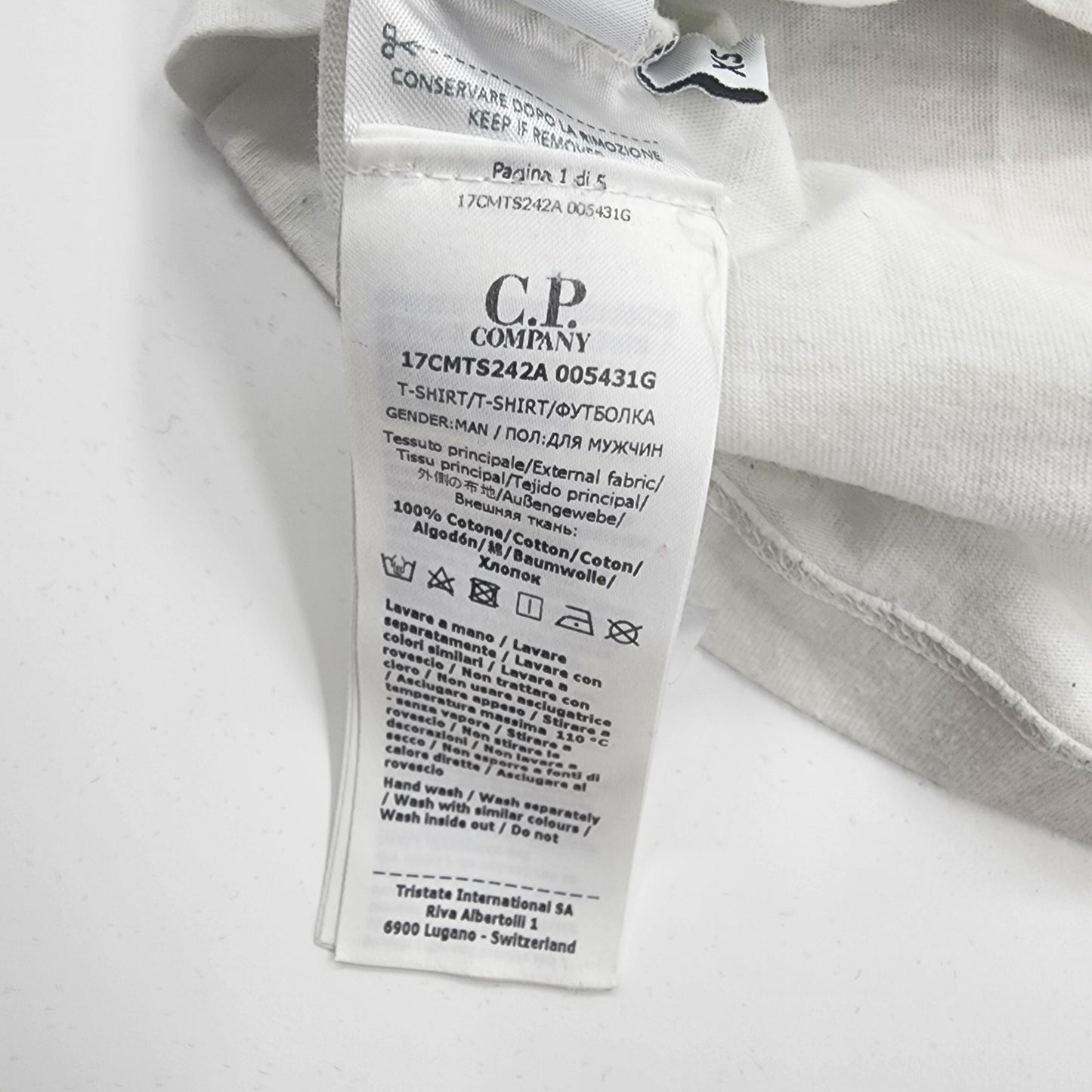 C.P Company Hand Blurry Logo Printed Jersey T-Shirt White - Size XS