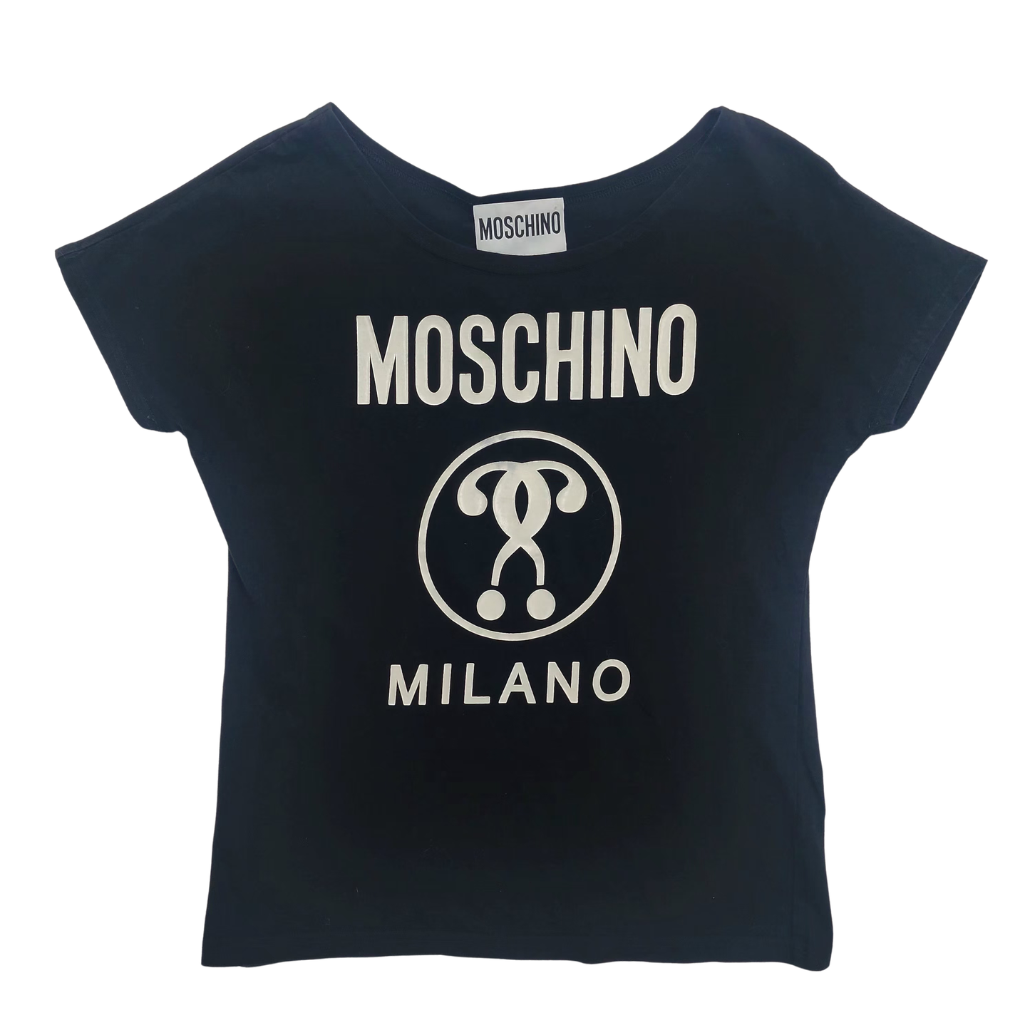 Moschino Milano Double Question Mark Women's Black T-Shirt - M