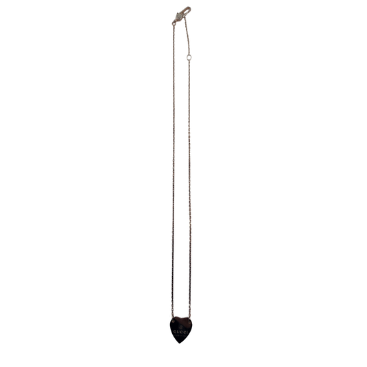 Gucci Silver Heart Shaped Necklace 48 Cm Pendant
