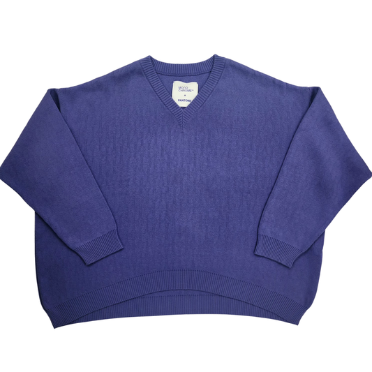 Monochrome Blue Knitted Unisex Sweater - 5XL