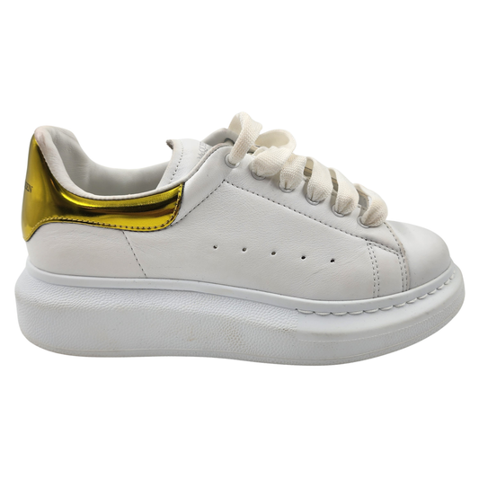 Alexander McQueen Oversized Metallic Leather White/Gold Sneakers - EU 33.5