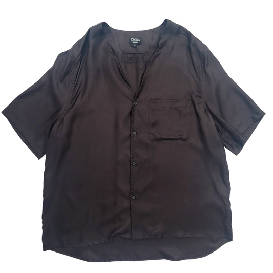 Zegna Short-Sleeve Silk Pajama Shirt - L