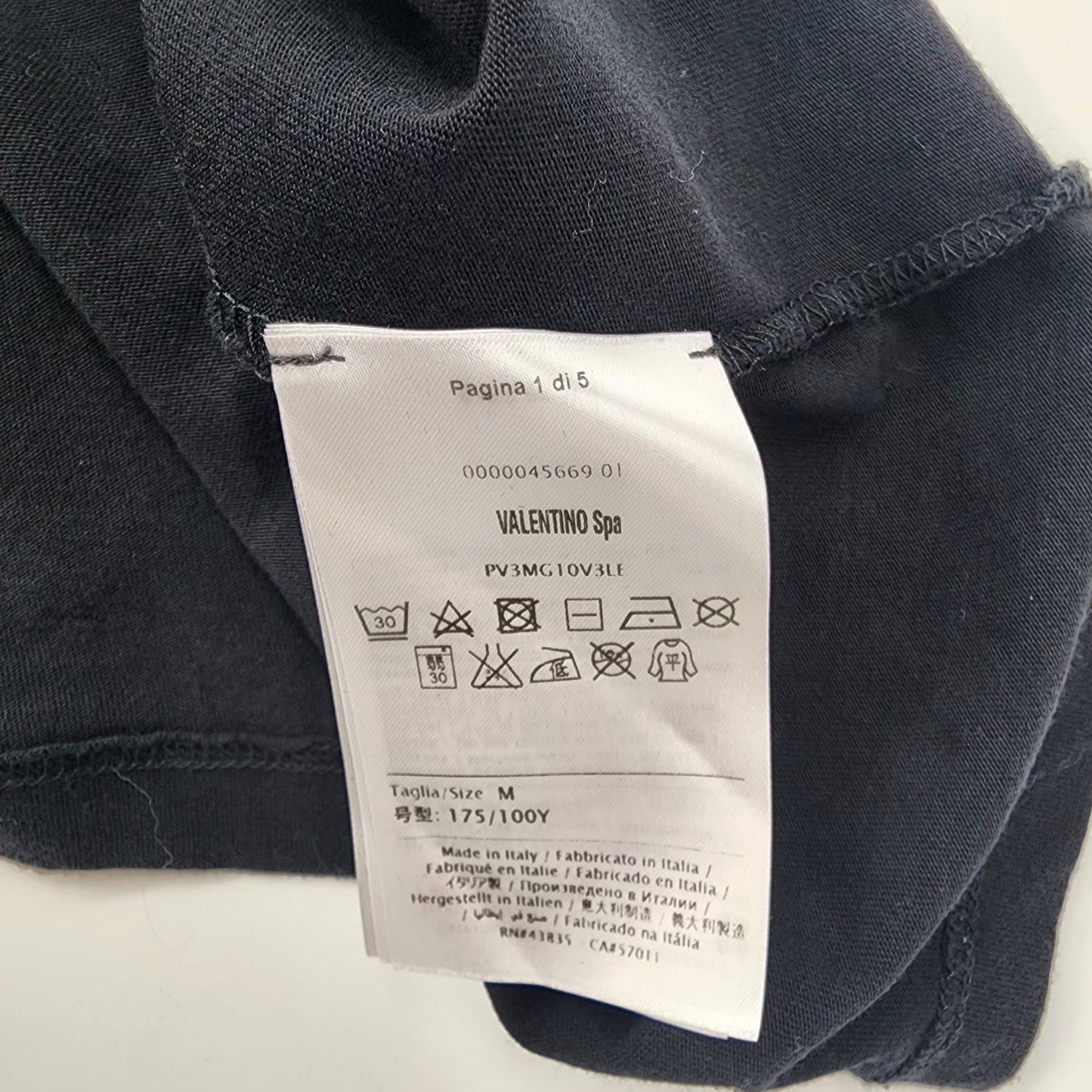Valentino Black VLTN Logo Print T-Shirt - M