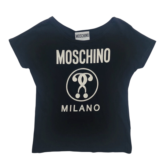 Moschino Milano Double Question Mark Women's Black T-Shirt - M