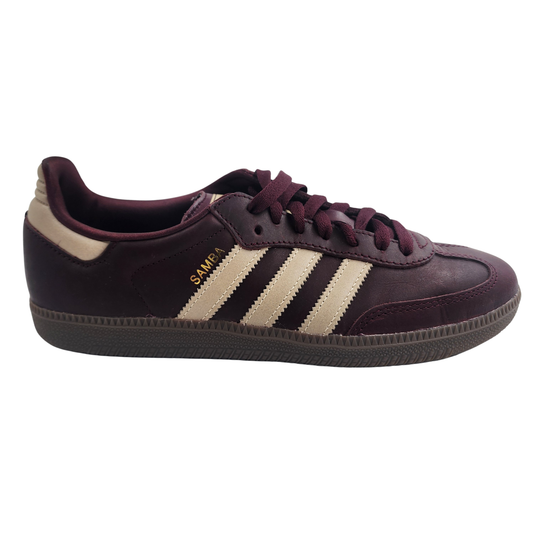 Adidas Samba OG "Maroon/Crystal Sand/Gold Metallic" Trainers - UK 7.5