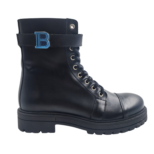 Balmain Paris Black Leather Boots - Size EU 37